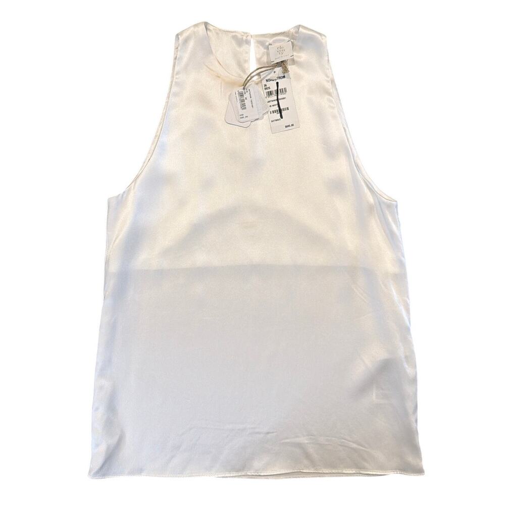 NWT Eleventy Silk Tank Blouse Sleeveless Made in Italy, White, Women's Size 00